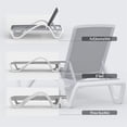 thumbnail image 3 of CQSXDA Modern Aluminum Pool Lounge Chair with Armrests Featuring Textilene Fabric 5 Positions Adjustable for Outdoor Use, Gray, 3 of 6