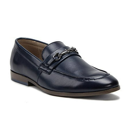 

New Men s 19037 Leather Lined Slip On Horse Bit Loafers Shoes Navy 10