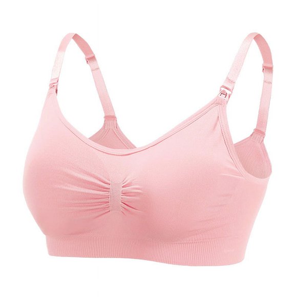 Maternity Bras Wirefree Nursing Bra Panties Set Pregnancy Clothes Prevent Sagging Breastfeeding Women's Breathable Lactancia Bra Pink XXL