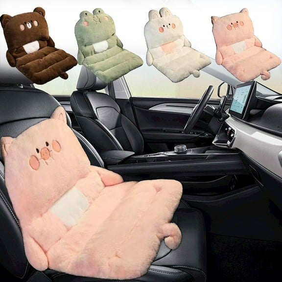 Cute Animals Seat Cushion, 31.5x15.7" Plush Car Lumbar Support Cushion, No-slip Chairs Cushion Seat Pad with Back, for Kitchen Garden Office Car