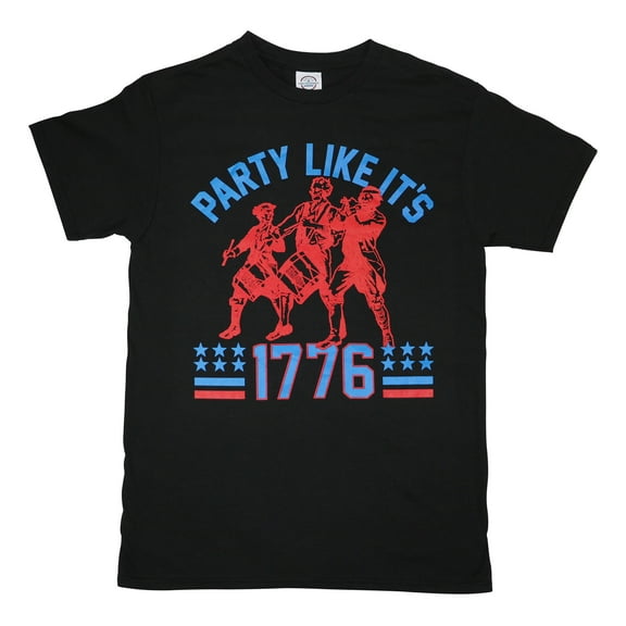Hybrid NEW Black Mens 2XL Party Like It's 1776 Tee Crew Neck T-Shirt
