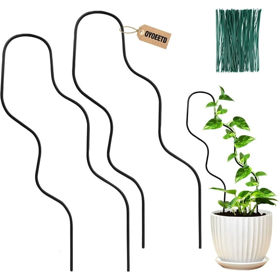 17.5 Inch Indoor Plant Trellis for Climbing Plants,Metal Trellis,Small Garden Trellis for Potted Plants,Plant Stakes for Indoor Plants Accessories Hoya,Flower,Plant Support (Black)