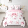 thumbnail image 3 of Homewish Cartoon Bowknot 7 Pieces Bedding Comforter Set,Stars Polka Dots Full Bedding Set,Bowtie Bow Ribbon Fitted Sheet Flat Sheet For Girls,Microfiber Bedroom Decor Reversible, 3 of 9