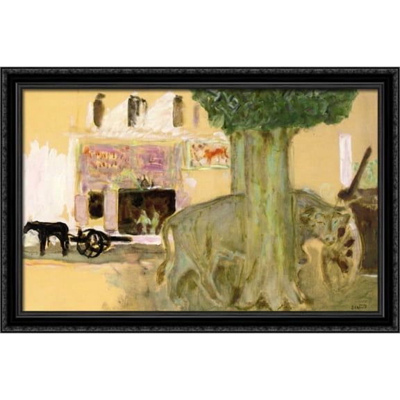 Cow behind a Tree 40x26 Large Black Ornate Wood Framed Canvas Art by Pierre Bonnard