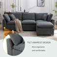 thumbnail image 6 of Harper & Bright Designs L-Shaped Convertible Sectional Sofa with Reversible Sleeper Chaise, Upholstered 3 Seater Corner Couch with Down Filled for Living Room Apartment Office, 104.3" Dark Gray, 6 of 16