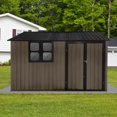 thumbnail image 3 of 10 x 8ft Outdoor Storage Shed with Windows and Doors, Seizeen Shed with Shed Kits and Locks, Easy to Install, Metal Garden Sheds for Patio and Backyard Lawn, Brown + Black, 3 of 5
