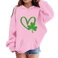 thumbnail image 4 of IWRICH St. Patrick's Day Hoodies for Girls Shamrock Heart Hooded Sweatshirts Gift Crewneck Casual Loose Fit Tops,Size 3-14 Years Pink 110, 4 of 4