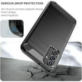 thumbnail image 7 of MYKOMI for Samsung Galaxy A15 5G Case with Tempered Glass Screen Protector, Shock-Absorption Brushed Flexible Soft TPU Carbon Fiber Protective Cover for Samsung A15 5G (Black, Samsung A15), 7 of 7