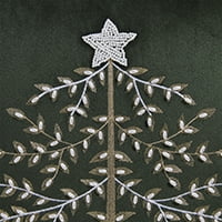 My Texas House Margaret 20" x 20" Green Velvet Embellished Tree Decorative Pillow