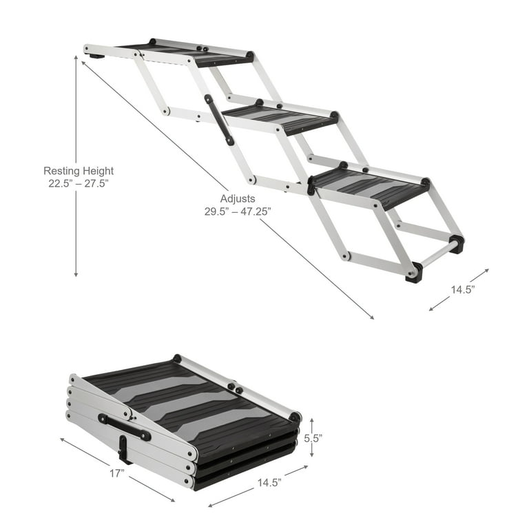TRIXIE Heavy Duty Foldable 3 Step Metal Pet Stairs Steps with