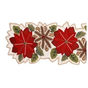 Christmas Floral Table Runner, Handmade Table Runner, Velvet Flower Table Runner, Beaded Table Runner 13X36 Inches