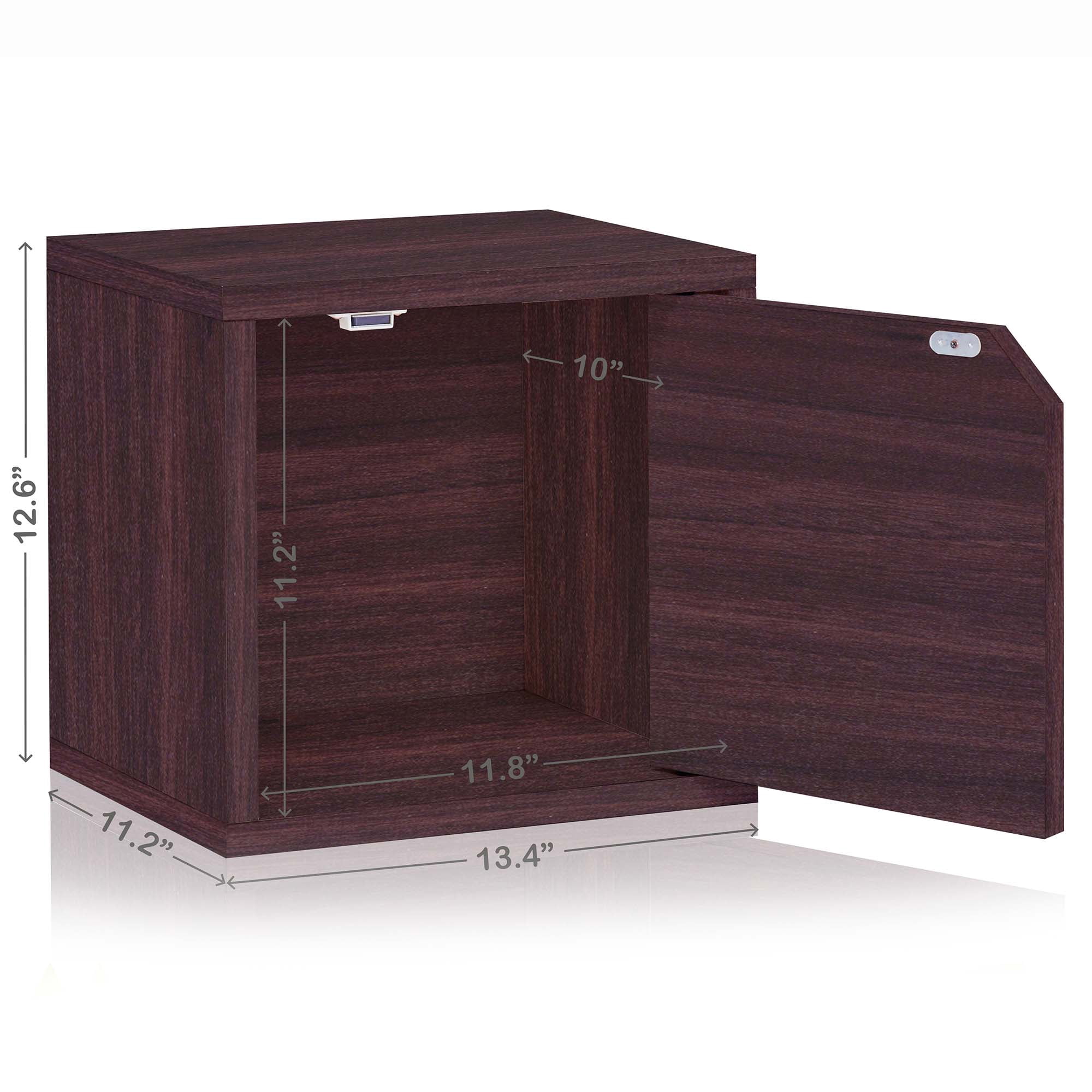 Way Basics Connect Door Cube Stackable Cubby Shelf (Tool-Free Assembly), Espresso