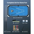 thumbnail image 2 of KFFKFF Pool Table, 7 ft Portable Billiards Tables, Adjustable Feet Stable Game Table, Entertainment Set Includes Ball, Cue, Black with Bule Cloth, 2 of 9