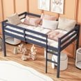 thumbnail image 3 of Bellemave Twin Low Loft Bed with Ladder and Guardrails Space Saving Twin Wooden Loft Bed Frame for Junior Loft Bed Frame with Strengthened Slats (Twin, Blue), 3 of 8