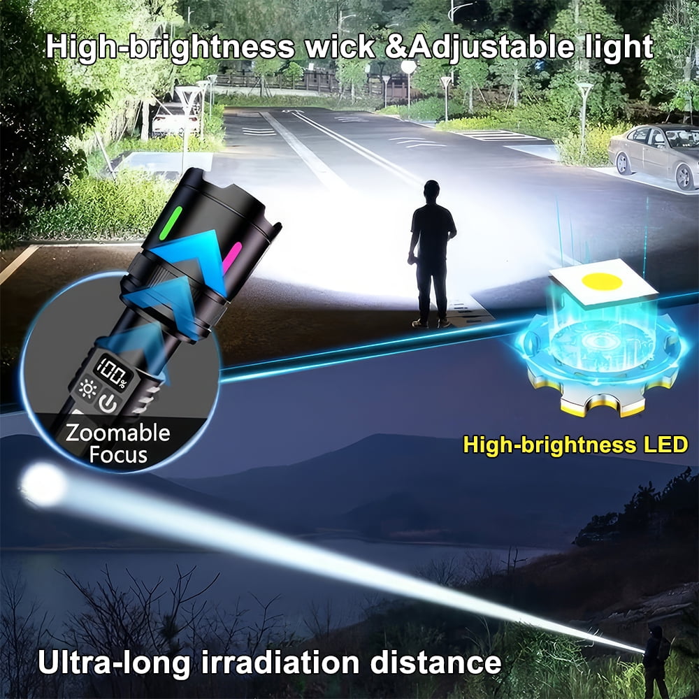 LITOM Rechargeable LED Flashlight 2 Pack, 2000lm & 3280ft Range, 7 Modes with COB Sidelight, 2000mAh 15H Runtime, IPX5 Waterproof, Type-C for Camping/Emergencies/Outdoor Activities