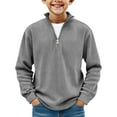 thumbnail image 2 of Tdoqot Boys Corduroy Sweatshirt Quarter Zip- Casual Pullover Long Sleeve Fashion Kids Tops Dark Gray Size 10, 2 of 5