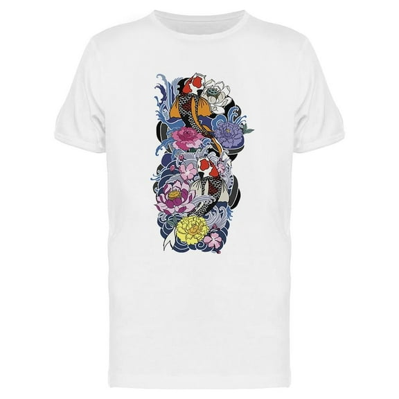 Hand Drawn Koi Fish Tattoo T-Shirt Men -Image by Shutterstock, Male Small