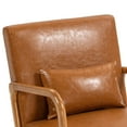 thumbnail image 4 of UIXE Faux Leather Accent Chairs Upholstered Comfortable Arm Chair with Lumbar Pillow Armchair for Bedroom, Light Brown, 4 of 7