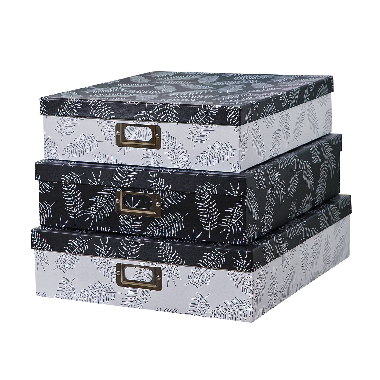 SLPR Decorative Storage Cardboard Boxes with Lids (Set of 3, Feathers ...