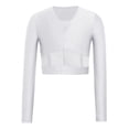 thumbnail image 7 of Aislor Girls Sparkly Gymnastics Lyrical Ballet Dance Shirt Long Sleeve Rhinestones Figure Skating Crop Top White 16, 7 of 7