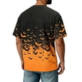 thumbnail image 7 of Halloween Corduroy Shirt for Men Spooky Bat Print Short Sleeve Graphic Tees Halloween Costumes Orange 3XL, 7 of 7