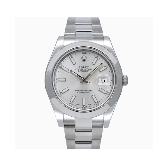 Pre-Owned Rolex Datejust 41MM 116300 Silver Dial Smooth Bezel Stainless Steel Oyster Bracelet