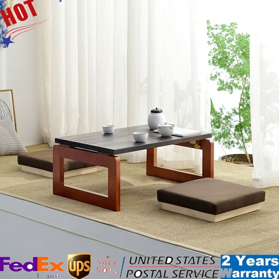 Denest Brown Wooden Folding Coffee Table Low Tea Table Tea Picnic Table Asian Style US
