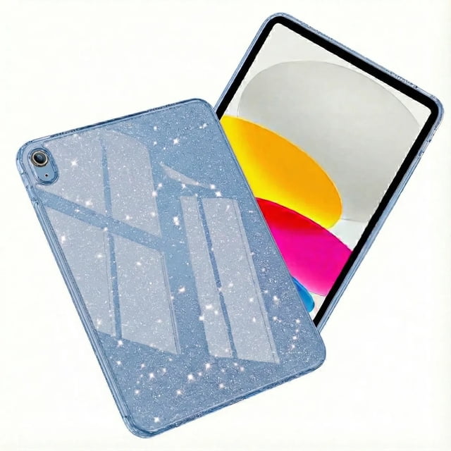 Funda Para Ipad 10th 10.9 /11th A16 Glitter Brillo Silicona Azul Sierra.