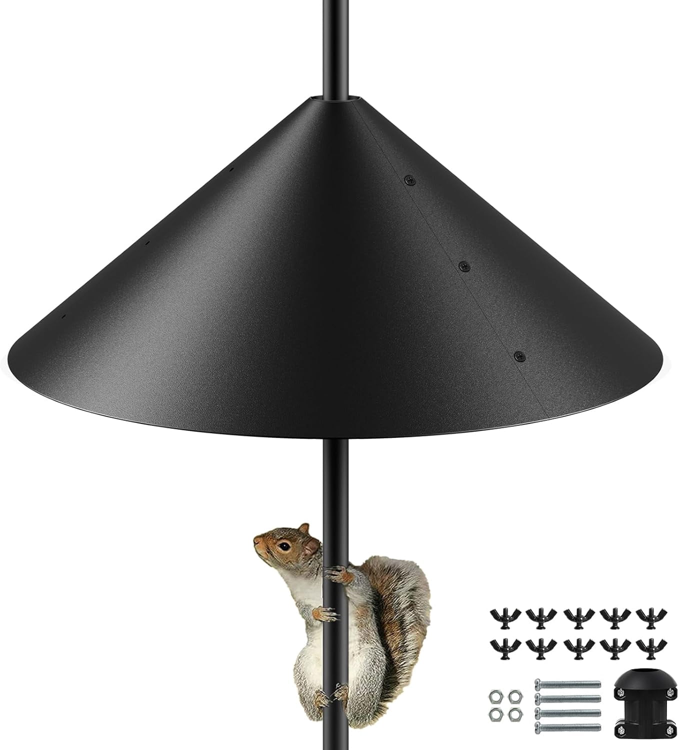 Outdoor Squirrel Proof Bird Feeders, 19 Inch Metal Squirrel Baffle for Bird Feeder Pole, Bird House Guard for Shepherd’s Hook, Rust Chew Proof Heavy Duty