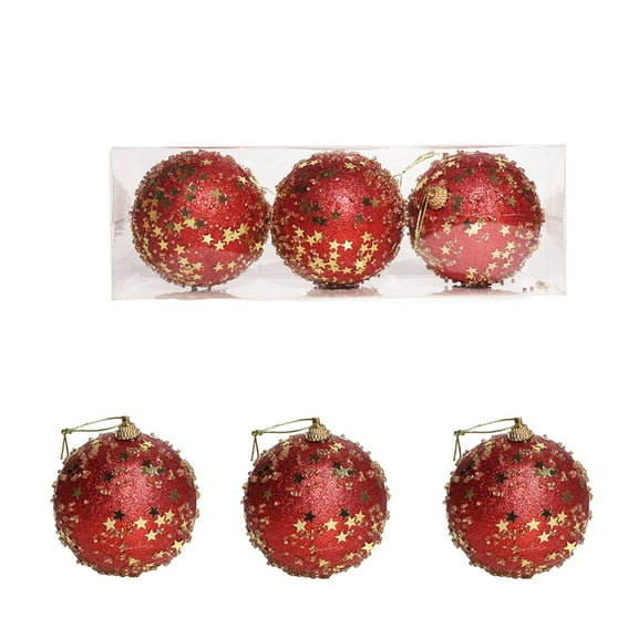 Kbndieu 3Pcs Christmas Tree Decorations Ornaments Set, 3.14" Christmas Ball Ornaments Shatterproof Plastic Christmas Decor Hanging Baubles for Xmas Tree Home Party