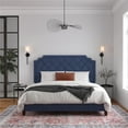Novogratz Eloise Upholstered Platform Bed Frame with Tall 56" Button