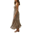 thumbnail image 5 of Musuos Women Sexy Slip Dress, Khaki Leopard Printed Pattern Deep V-neck Sleeveless One-piece, 5 of 7