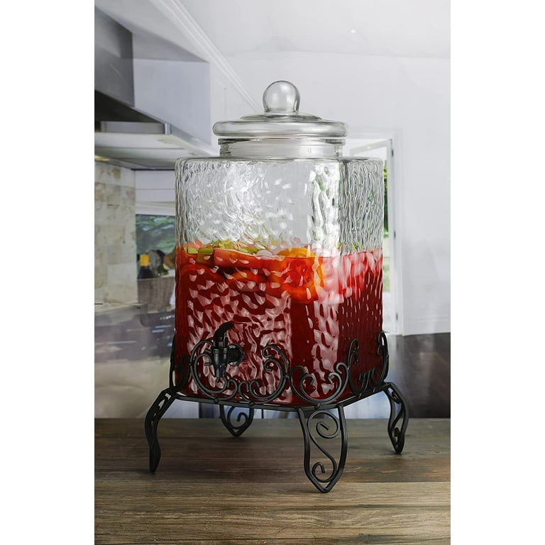 Style Setter Willow Bay 1.5 Gal., Clear, Ribbed Pattern, Cold Beverage  Glass Dispenser, with Leak Proof Acrylic Spigot 410410-RB - The Home Depot
