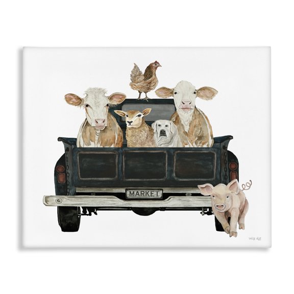Stupell Industries Rustic Lodge Farm Animals in Truck Canvas Art, 40 x 30, by Cindy Jacobs