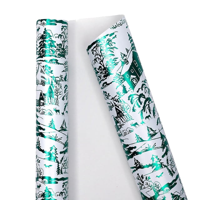 Large Size Christmas Wrapping Paper Roll 118 Inch Long 80 GSM Thick Recyclable Gift Wrap with Grid Back for Easy Cutting