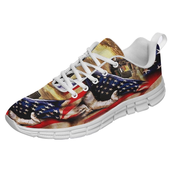 Trucker American Shoes for Men Women Running Shoes Lightweight Walking Sneakers Mesh Athletic Sport Shoes White Size 3.5