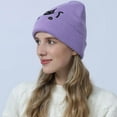 thumbnail image 5 of BAVACE Purple Cat Beanie Hat for Women Men Thick Knitted Cuffed Skull Cap Winter Cute Stuff Accessories Birthday Valentines Day Decoration Gifts Girlfriend Boyfriend Wife Husband Age Ideas, 5 of 6