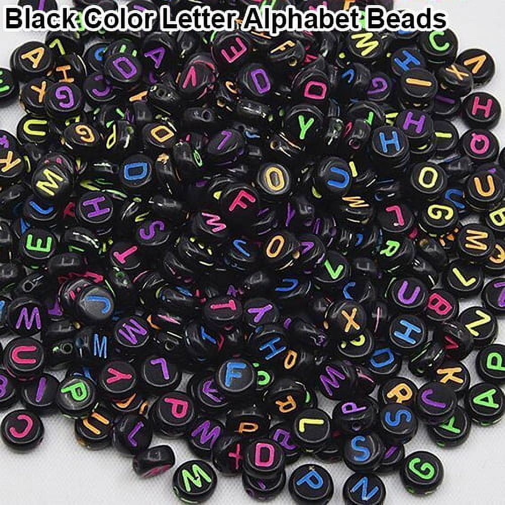 Yesbay 100 Pcs Spacer Acrylic Beads Cube Alphabet Letter Bracelet Jewelry Making DIY,Black Color Letter Alphabet Beads