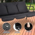 thumbnail image 6 of Lumiparty Porch Swing Chair with Adjustable Canopy for Adults 3 Seat Glider Bench with Thickened Cushions Outside Patio Swing for Backyard Lawn Garden, Black, 6 of 7