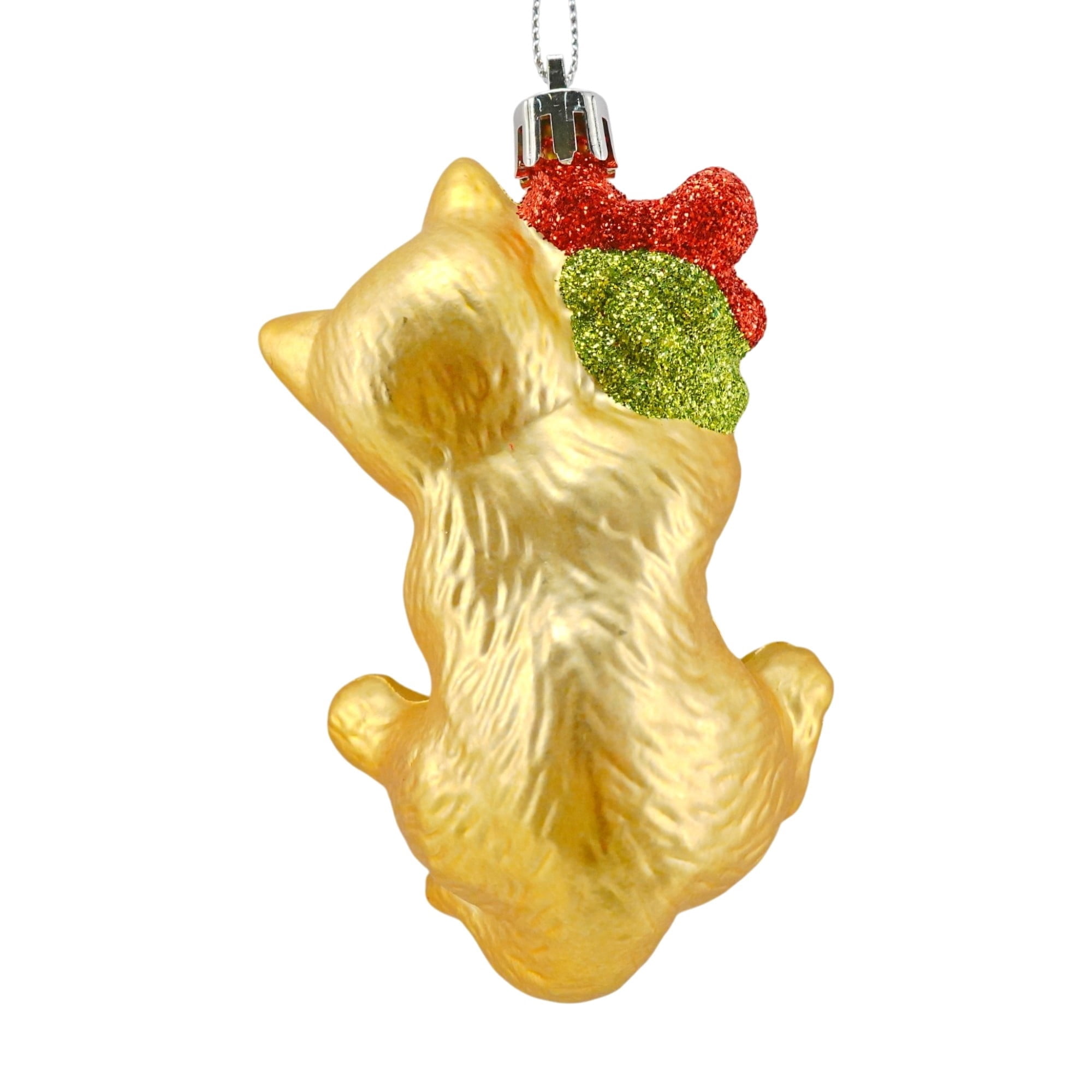 Gold/Red/Green Cat with Mistletoe Christmas Ornament, 4", by Holiday Time