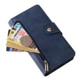 thumbnail image 4 of Nalacover For Samsung Galaxy S21+ Zipper Wallet Case,360 Protection Stylish PU Leather Shockproof Magnetic Flip Holder 6 Card Slots and 2 Cash Pockets Cover with Detachable Wrist Strap,Blue, 4 of 15