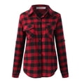 thumbnail image 5 of larppty Women's Long Sleeve Button Down Plaid Flannel Shirt Fall Casual Tops (Brick Red, XXL), 5 of 6