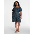 thumbnail image 2 of Time and Tru Women's Airflow Mini Dress with Puff Sleeves, Sizes XS-XXXL, 2 of 6