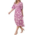 thumbnail image 2 of INSPIRE CHIC Floral Midi Dress for Women's Casual Summer Ruffle Sleeve V Neck A Line Beach Vacation Boho Dresses XL Purple, 2 of 3