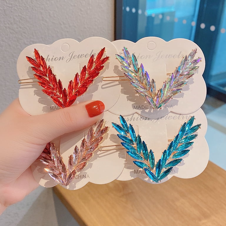 Luxury Shining Crystal Hair Clip For Women Korean V Shape  display picture 2