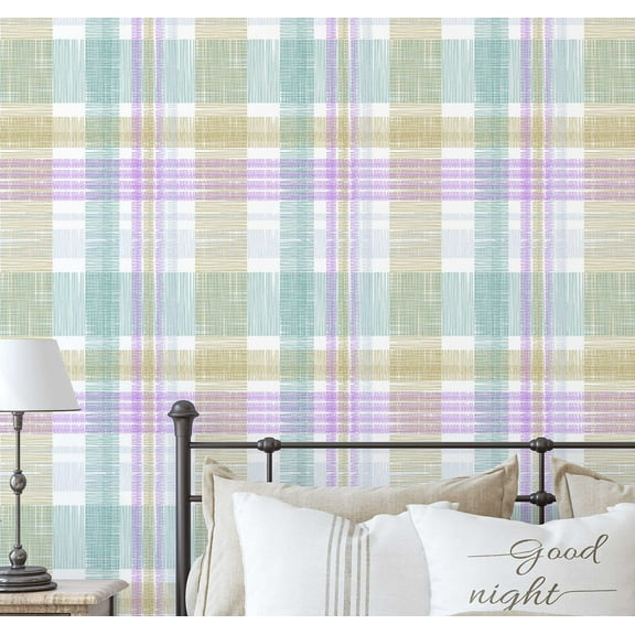 S4Sassy Check Print Wallpaper - Yellow Wall Covering, 25" X 120" Self-Adhesive Vinyl Walls Paper, Decorative Wallwrap, Easy Diy Walls Covering For Bedroom, Living Room, Living Space