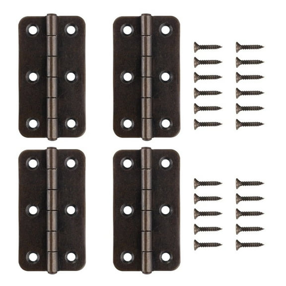 3 Inch Antique Copper Iron Round Corner Hinges for Cabinet Doors, Open 270 Degree Furniture Hinge