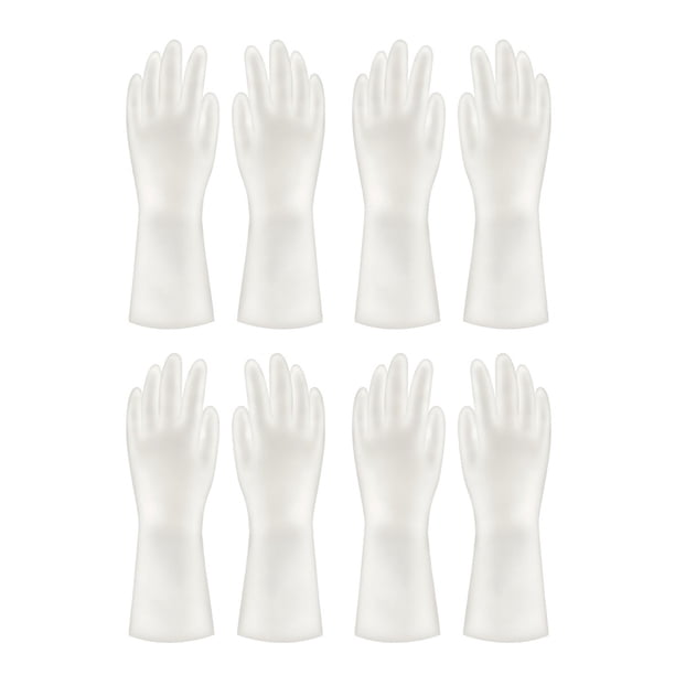 pares de guantes de limpieza para el hogar, impermeables, de plástico y acero, protectores, antideslizantes, para limpieza (talla S, blanco)