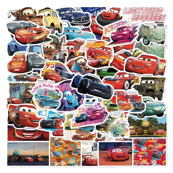 100Pcs Cars Stickers for Girl, Cute Cartoon McQueen Gifts Decal for Teen Water Bottle, Laptop, Travel Case, Guitar, Phone, Skateboard, Bike, Scrapbook