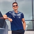 thumbnail image 4 of Gaeub Polo de Noël à Imprimé Bleu pour Hommes, Manches Courtes, Performance de Golf, Extensible, Décontracté, Été, Plage - Grand, 4 of 6